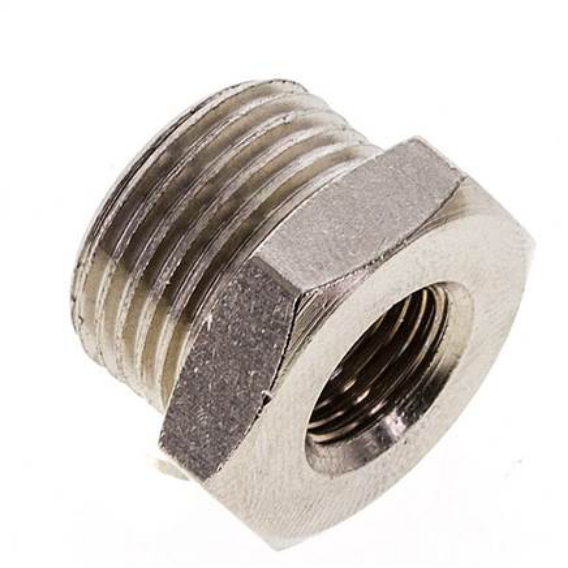 RN 3818 MSV / Reduziernippel G 3/8"(AG)-G 1/8"(IG), Messing vernickelt