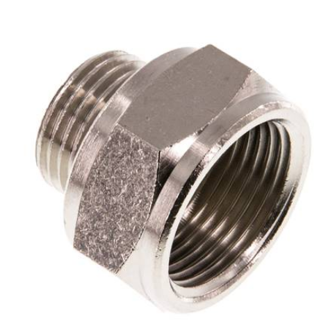 [RN 1234 MSV] RN 1234 MSV / Reduziernippel G 1/2"(AG)-G 3/4"(IG), Messing vernickelt