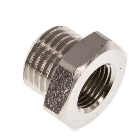 [RN 1418 MSV] RN 1418 MSV / Reduziernippel G 1/4"(AG)-G 1/8"(IG), Messing vernickelt